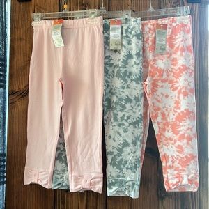 Three Pairs of 365 kids girls bow leggings